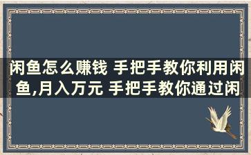 闲鱼怎么赚钱 手把手教你利用闲鱼,月入万元 手把手教你通过闲鱼赚钱